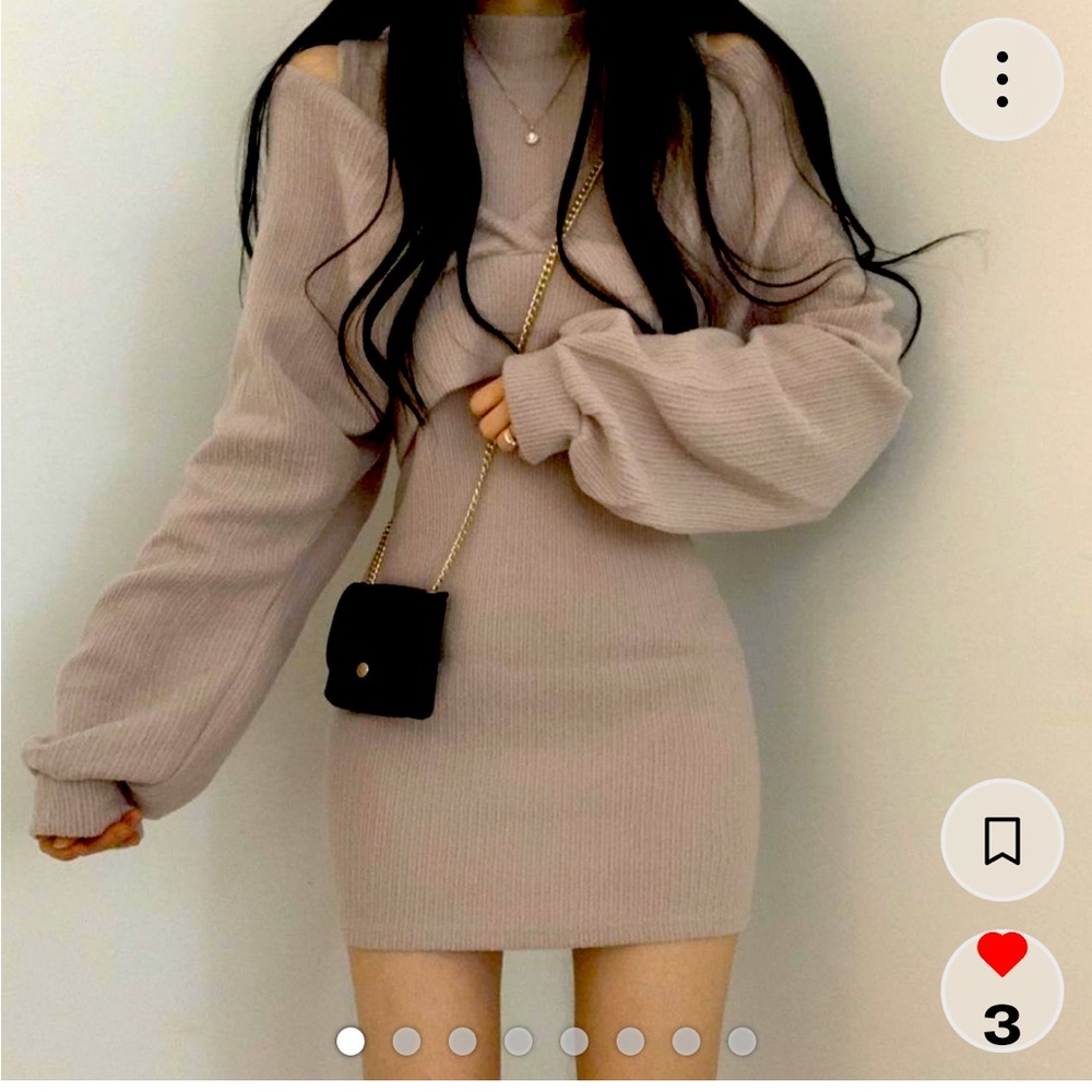 Knit mini dress set with jacket